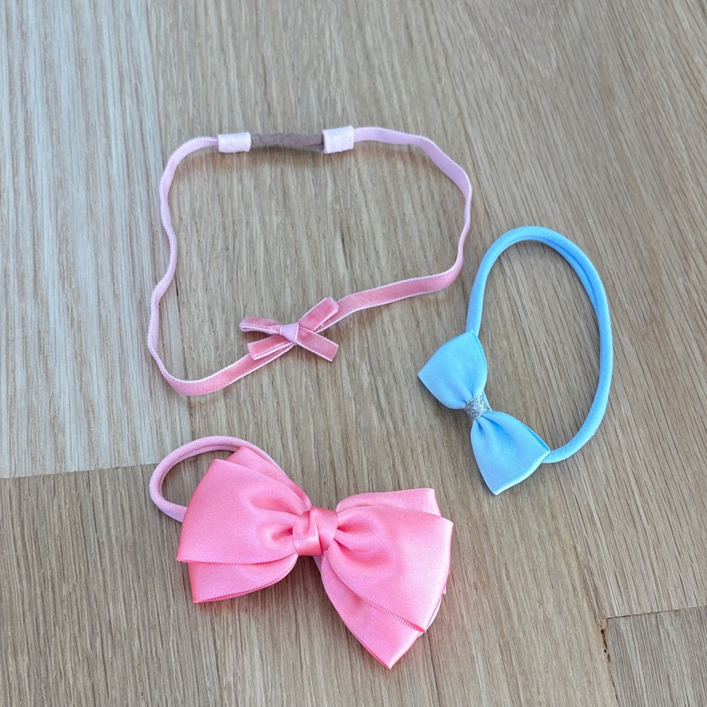 Pink and Blue Bow Headbands Set for Baby Girls